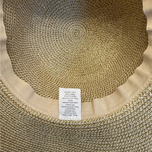 Elegant Tan Wide-Brimmed Sun Hat with Golden Hints - Picture 10 of 10